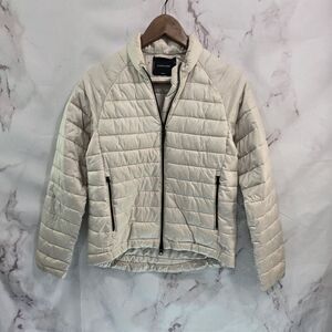 Everlane Jacket Womens XS Cream Black Synthetic Renew Puffer Insulated Quilted